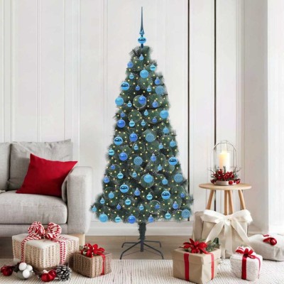 vidaXL Brad de Crăciun artificial luminat cu set de globuri 180 cm 3396173 foto