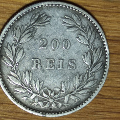 Portugalia -moneda de colectie argint 9166- 200 reis 1887 Luís I - stare f buna!