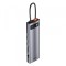 Hub USB-C Baseus Metal Gleam, 3 x USB-A 3.0 - 1 x USB-C - 2 x HDMI - 1 x VGA - 1 x Jack 3.5mm - 1 x RJ45 - 1 x SD - 1 x microSD, Gri CAHUB-CT0G