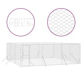 Padoc de exterior pentru caini argintiu 6x6x2 m otel galvanizat