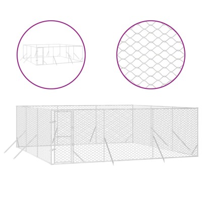 Padoc de exterior pentru caini argintiu 6x6x2 m otel galvanizat foto