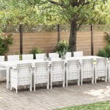 Set de mese pentru grădină vidaXL de 15 piese Alb Rattan Poliat, Masă de grădină vidaXL Alb 250x100x73 cm Rattan Poliat, Masă de grădină vidaXL Alb 15