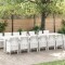 vidaXL Set de masă pentru grădină 15 pcs Alb Ratan Polt