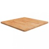 Blat masa patrat vidaXL, 70x70x2.5 cm, lemn stejar masiv, maro deschis, lacuit