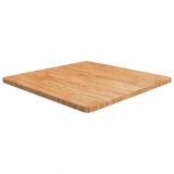 Blat masa patrat vidaXL, 70x70x2.5cm, lemn masiv stejar tratat, maro deschis