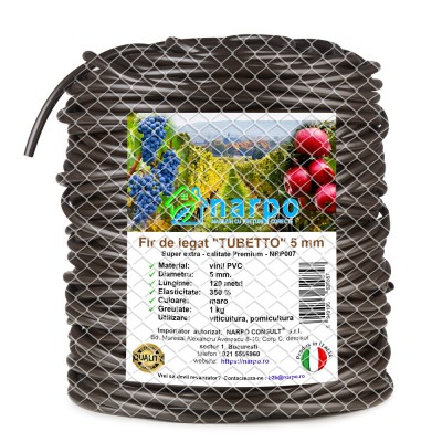Fir de legat din plastic PVC, TUBETTO, 5 mm, 120 metri, 1 kg, maro, foarte elastic, NRP007 foto