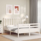 VidaXL Cadru de pat fără saltea, alb, 140x200 cm, lemn masiv pin