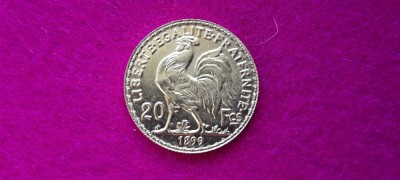 FRANTA 20 FRANCS 1899 , GOLD , REPLICA foto