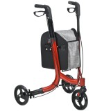 HOMCOM Cadru Pliabil cu 3 Rotile, &Icirc;nălțime Reglabilă, Sac de Depozitare și Fr&acirc;ne, Cadru pentru Persoane &icirc;n V&acirc;rstă, 68x68x99 cm, Roșu | Aosom Romania
