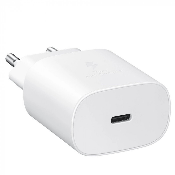 &Icirc;ncărcător de rețea Samsung original Super Fast Charge 3.0PD USB-C 25W 3A alb