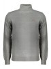Pulover cu guler inalt bărbați, cu logo brodat, Regular fit, gri, 3XL
