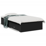 VidaXL Cadru de pat cu sertare, negru, 100x200 cm, lemn prelucrat