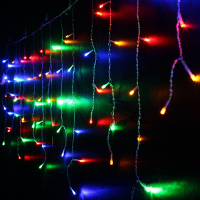 Instalatie luminoasa tip Perdea Ploaie, 3 m x 1 m, 120 leduri mici, Multicolor foto