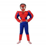 Set costum clasic Spiderman cu muschi IdeallStore&reg;, 3-5 ani, rosu si masca plastic
