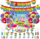 Set aniversar INCOK, latex/hartie, multicolor, 46 piese