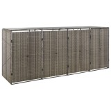 Cumpara ieftin Magazie de pubele cvadruplă, gri, 274x80x117 cm, poliratan