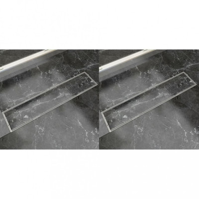 vidaXL Rigolă liniară duș, 2 buc, 530 x 140 mm, oțel inoxidabil foto