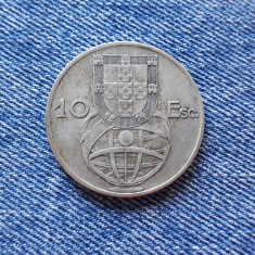 10 Escudos 1955 Portugalia moneda argint