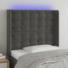 VidaXL Tăblie de pat cu LED, gri &icirc;nchis, 83x16x118/128 cm, catifea