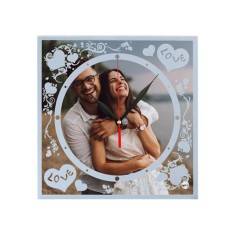 Ceas personalizat din sticla cu poza , cadou elegant si unic