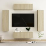 Cumpara ieftin Set de dulapuri TV, 4 piese, stejar sonoma, lemn prelucrat