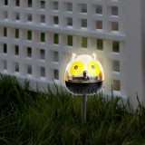 Lampa solara LED gradina, bufnita decorativa galbena, lumina alba rece, iluminat exterior solar IP44