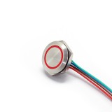 Buton Push Metalic, 12-24V DC, 19mm, fara Retinere, Led Rosu, conector 4 fire 20cm