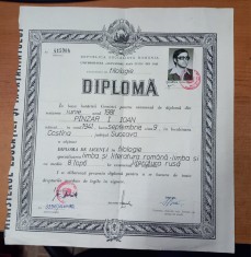 AMS @ - DIPLOMA DE LICENTA IN FILOLOGIE AL. CUZA IASI, 1982, a scriitorului Ioan Pinzar