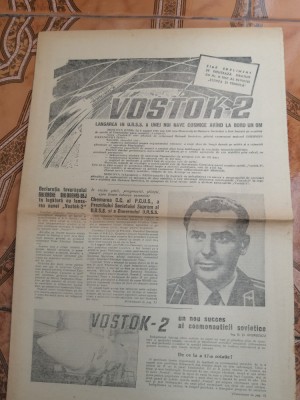 Misiunea Vostok 2 , 6 - 7 august 1961 - articole din presa vremii-Gherman Titov foto