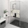 Paravan duș walk-in cu raft crom 115x195 cm sticlă ESG/aluminiu