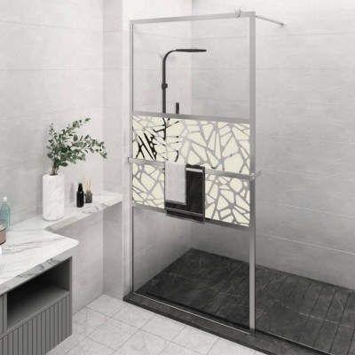 Paravan duș walk-in cu raft crom 115x195 cm sticlă ESG/aluminiu foto