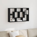 Raft Negru vidaXL 85x16x52.5 cm, Lemn, Montare Perete, Rafturi Living, Design Modern, Depozitare Decoratiuni, Carti, Plante