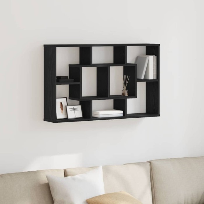 vidaXL Raft de perete Stejar negru 85 x 16 x 52.5 cm Lemn compozit