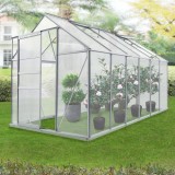 Sera gradina cu usa culisanta 370x190x195cm aluminiu policarbonat otel transparent [en.casa] HausGarden Leisure