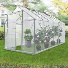 Sera gradina cu usa culisanta 370x190x195cm aluminiu policarbonat otel transparent [en.casa] HausGarden Leisure