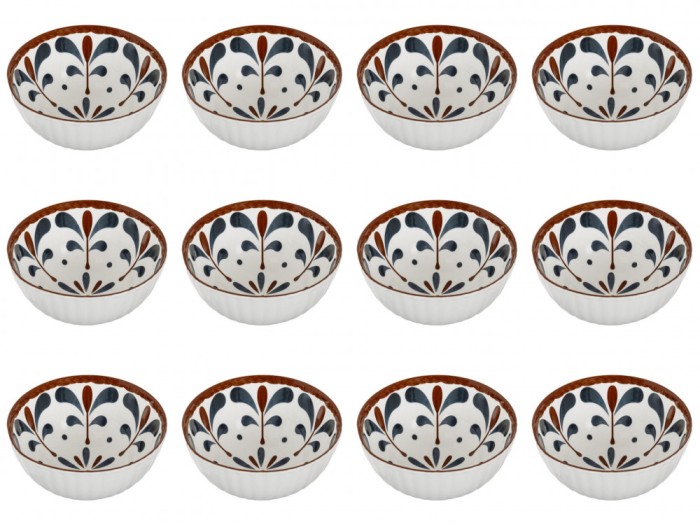 Set boluri, 12 piese, 250 ml, Portelan, Alb