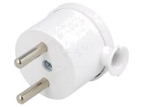 Conector Alimentare AC Tată 2P 230VAC 16A Alb Pe Cablu
