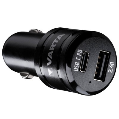 Incarcator Auto USB Varta, USB Power Delivery (PD), 1 X USB - 1 X USB Tip-C, Negru foto