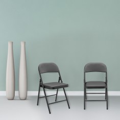 Scaune birou Pliabile set 6 buc piele sintetica gri [pro.tec] HausGarden Leisure