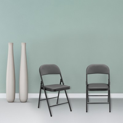 Scaune birou Pliabile set 6 buc piele sintetica gri [pro.tec] HausGarden Leisure foto