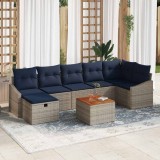 vidaXL Set de canapele pentru grădină cu pernă 8 pcs Gri Rattan poli 3360909