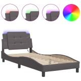 Cumpara ieftin Cadru de pat cu LED fara saltea, Zadar, gri, 90x200 cm