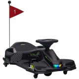HOMCOM Go-Kart Electric pentru Copii cu Pedale, Pornire Lentă, Lumini, Muzică și Centură, 90x53x99 cm, Negru | Aosom Romania