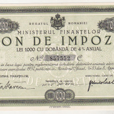 bnk div Bon de impozit - Ministerul Finantelor 1932 - 1000 lei