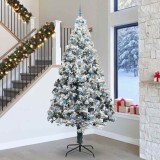 vidaXL Brad de Crăciun cu lumini decorative cu coarde Alb 300 cm PVC 3394810