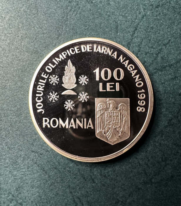 100 Lei 1998 Poof Jocurile Olimpice de iarna Nagano Patinaj Artistic Argint