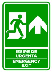 Semn pentru iesire cu directie in sus emergency exit foto