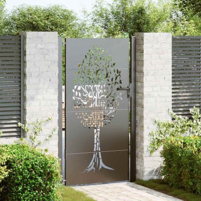 vidaXL Poartă de grădină Negru 105 x 200 cm Oțel vopsit &amp;icirc;n pulbere 42015888 foto