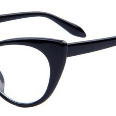 Ochelari tip rame cu lentile transparente Ochi de pisica Cat eye Negru