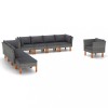 Set mobilier gradina, 9 piese, gri, poliratan si lemn eucalipt